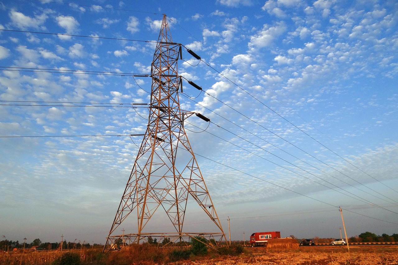electric power, pylon, high voltage, electric tower, transmission line, india, blue power, electric tower, transmission line, transmission line, transmission line, transmission line, transmission line